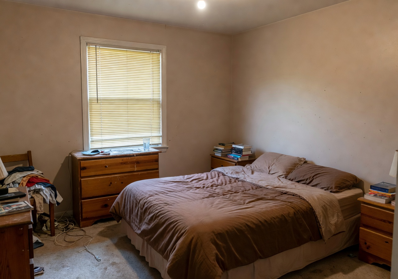 Dated bedroom before AI room makeover in DecorAI