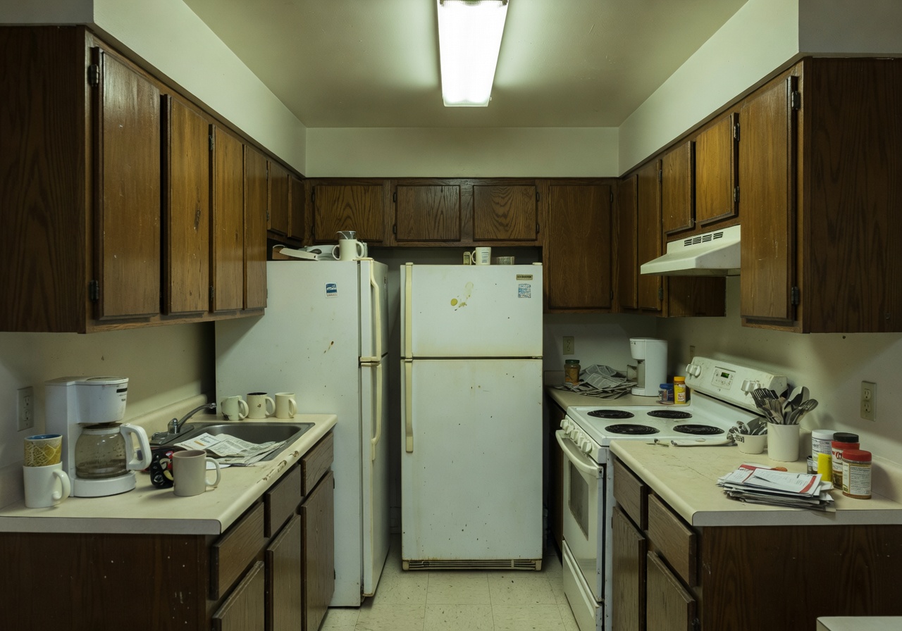 Outdated kitchen before AI kitchen remodel in DecorAI