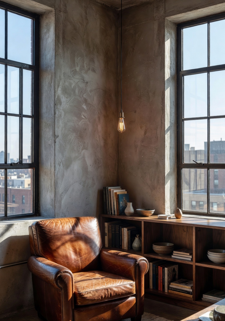 Industrial interior design concept generated by the DecorAI AI interior design app